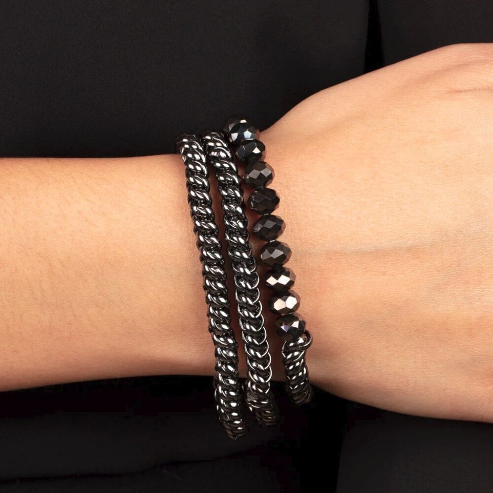 Paparazzi Jewelry Accessories - Gutsy and Glitzy - Black Bracelet - Vintage
